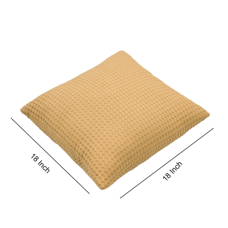 Waffle Knit Decorative Throw Pillow, 18 x 18 Inches, Yellow, 2-Pack photo 3