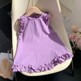 thumbnail image 2 of AJTQTH Summer Sundress for Girls Cute Ruffles Sleeveless A-Line Flowy Midi Dress Cotton Solid Color Round Neck Lightweight Gowns Purple 6 Years, 2 of 3