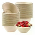 thumbnail image 1 of 100Pcs Strong Disposable Paper Bowls 350Ml Disposable Sugarcane Paper Bowls Brown Super Rigid Biodegradable, 1 of 5
