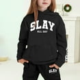 thumbnail image 2 of RTKFRFLM Girls Outfits Set Winter Fleece Hoodie And Joggers Comfy Casual Kids Clothes With Stylish Print Toddler Teen Fall Winter Clothes Clothing Sets,Size 6-7 Years, 2 of 4