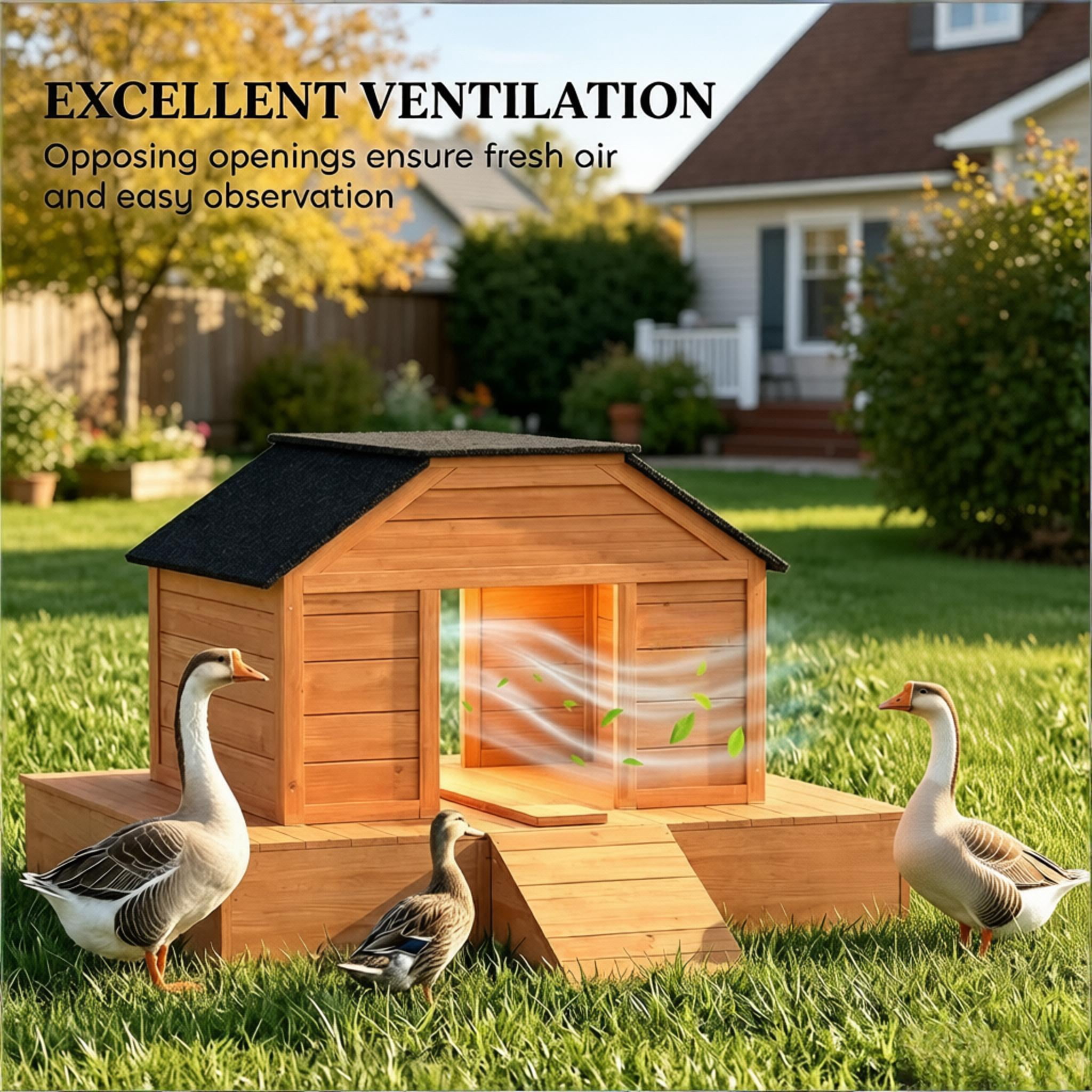 Poultry Cage with Dual Doors,Duck Coop,Outdoor Duck House,Pet House