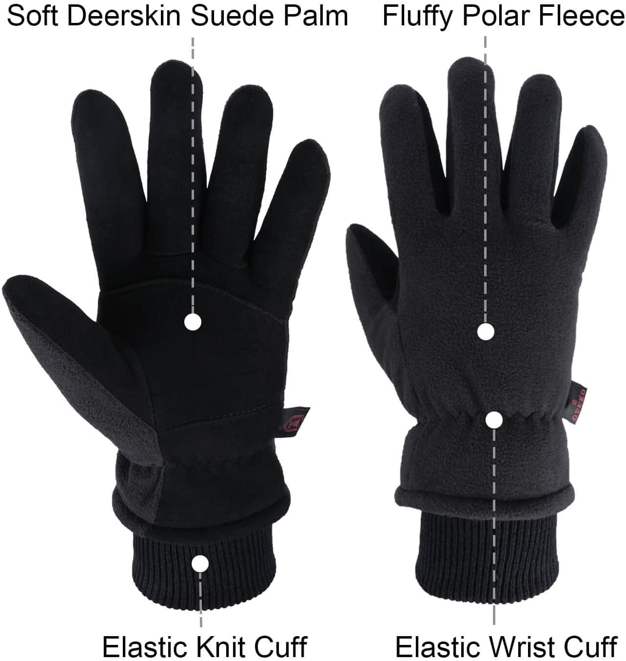 Fleece Thick Warm Light Weight Leather Microfiber Winter Gloves Men Women L Med 