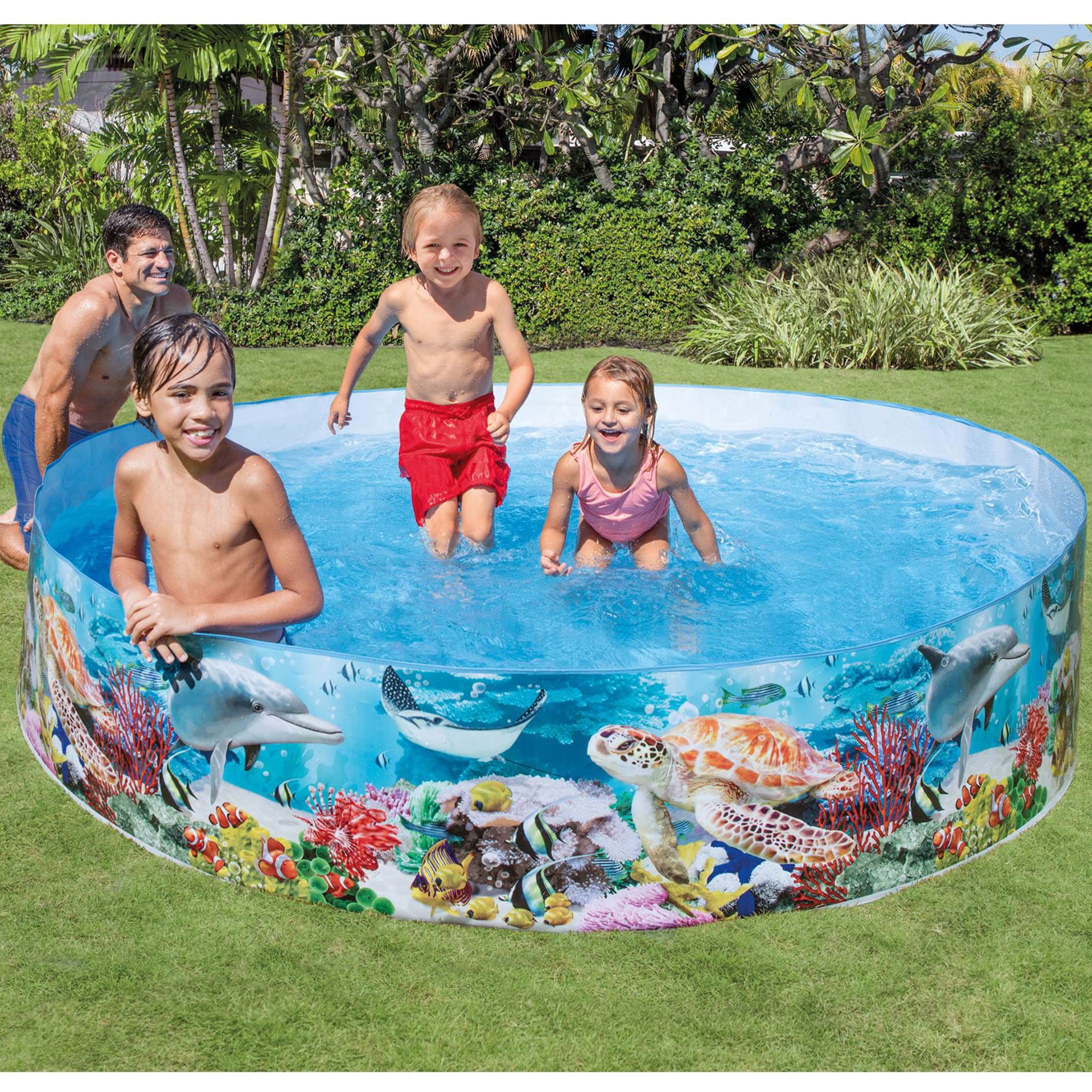 Intex Deep Sea Blue 8 x 1.5 Foot Kids SnapSet Swimming Pool (4 Pack)