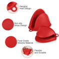 thumbnail image 4 of Mini Silicone Oven Mitts Heat Resistant, Rubber Oven Mitt Gloves, Finger Pinch Grips, Pot Holder, Silicone Potholder for Kitchen Cooking & Baking 1 Pair, Red, 4 of 7