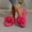 Hot Pink, variant on Women's Floral Wedge Slide Sandals Peep Toe Thick Platform Heel Casual Summer Beach Flip Flops for Women Comfortable Slip On Shoes
