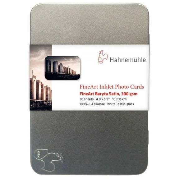 Hahnemuhle Photo Rag Metallic Inkjet Photo Cards, Natural White, High-Gloss Metallic Finish, 340gsm, 4x5.9", 30 Sheets