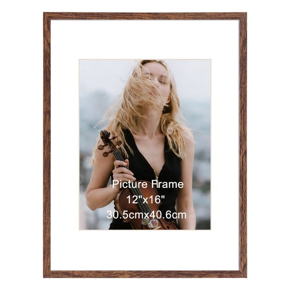 12x16 Picture Frame (1 Pack), Brown Photo Frame for 12x16 without Mat or 8.5x11 with Mat