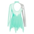 thumbnail image 2 of CHICTRY Kids Girls Shiny Rhinestones Bronzing Dance Dress Long Sleeve Asymmetrical Figure Skating Costume, 2 of 5