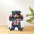 thumbnail image 6 of Salouo Patriotic Boxing Bear Art Pattern Bone China Decorative Plate,Holiday Decor Decorative Ceramic Plates with Stand Elegant Home DéCor for Hallway/Living Room/Bedroom-6in, 6 of 6