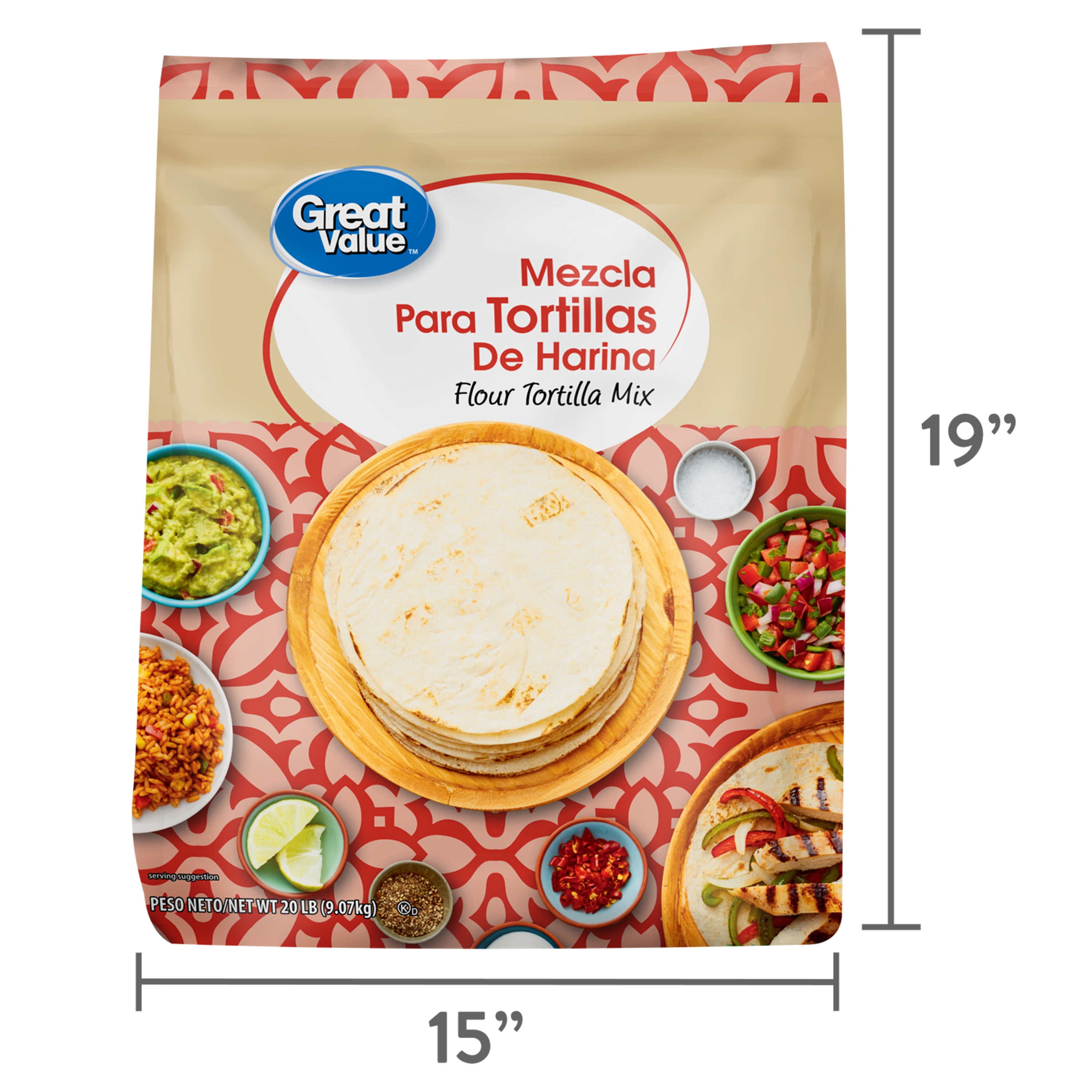 Great Value  Enriched Bleached Flour Tortilla Mix, 20 lbs Bag