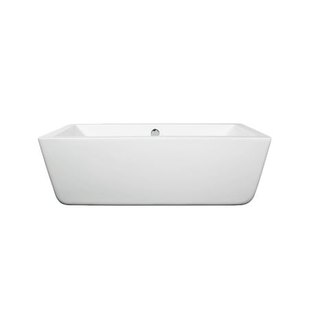 Wyndham Collection Laura 59" Freestanding Bathtub, White with Polished Chrome Drain and Overflow Trim