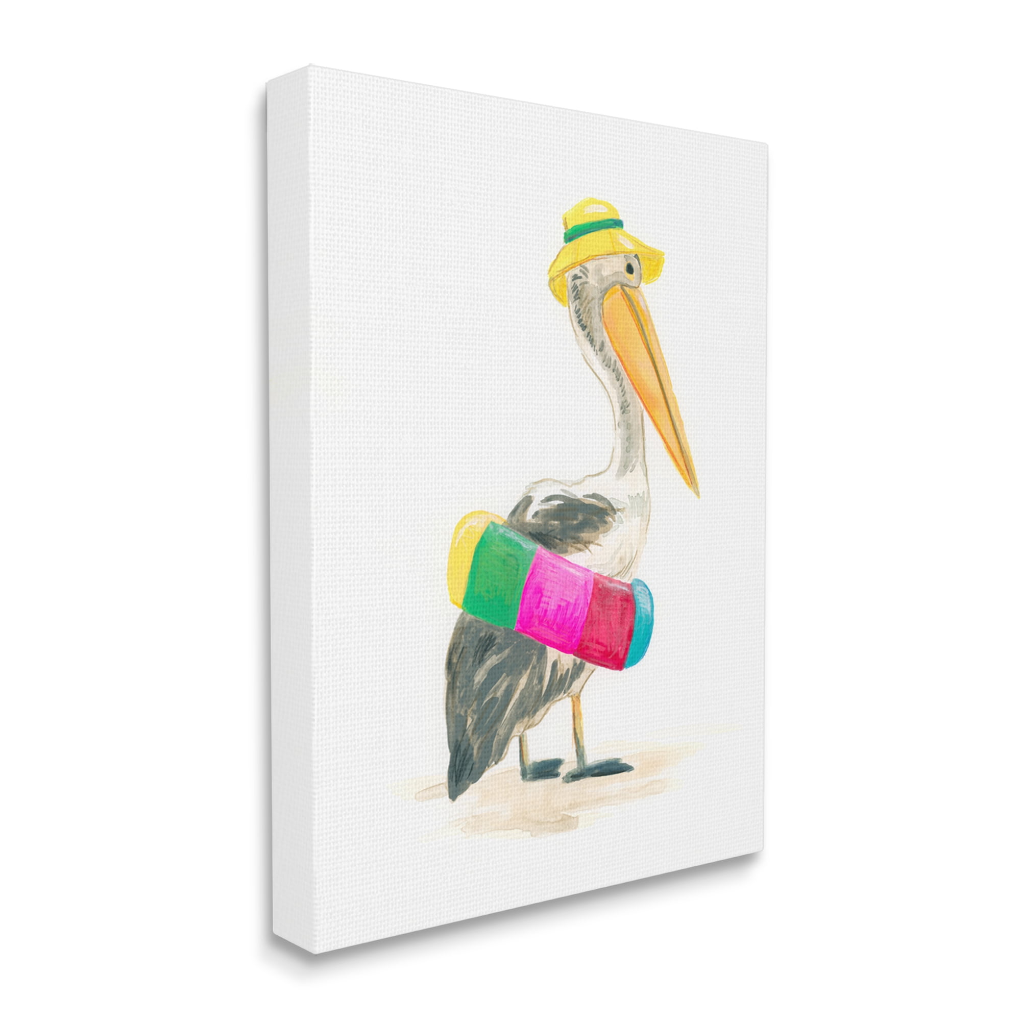 Stupell Industries Pelican & Beach Tube Animals & Insects Painting Gallery Wrapped Canvas Art Print Wall Art, 30 x 40