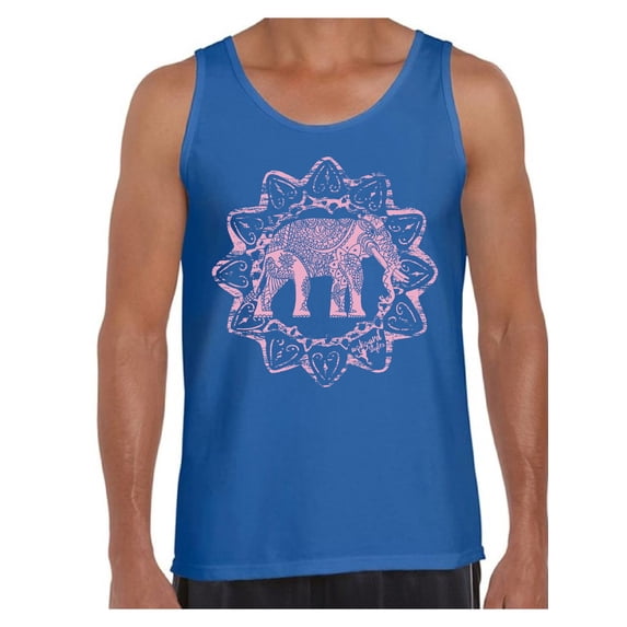 Awkward Styles Pink Elephant Tank Top for Men Patterned Tanks for Men Men's Fashion Collection Tracery Tank Top for Dad Indian Pattern T-Shirt for Men Gifts for Husband Elephant Shirts Animal T-Shirt
