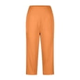 thumbnail image 6 of ShomPort Wide Leg Capris For Women Elastic Waist Capri Sweatpants With Pocket Split Hem Lightweight Casual Work Cropped Trousers, 6 of 7