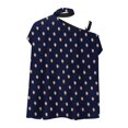 thumbnail image 5 of Puntoco Mujer Casual Media manga Cuello halter Hombro Impreso y sólido Suelto Polluer Blusa tops Puntoco Puntoco-1701, 5 of 5