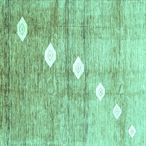 Ahgly Company Machine Washable Indoor Square Abstract Turquoise Blue Contemporary Area Rugs, 4' Square
