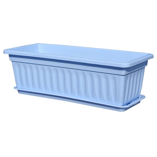 Flower Window Pp Resin Rectangular Window Planters Vegetables Growing Container Garden Flower Plant Pot for Balcony with Tray