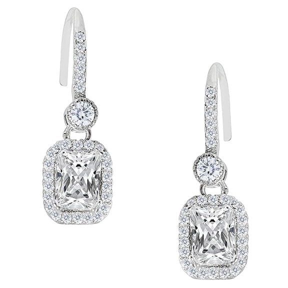 Cate & Chloe Athena 18k White Gold Plated Drop Earrings with Simulated Diamond Crystals for Women