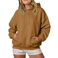 thumbnail image 4 of BOBOGOJP Women’s Oversized Pullover Hoodie – Heavyweight Fleece, Relaxed Fit, Soft Touch, Kangaroo Pocket Sweatshirt Brown for Size XXL, 4 of 6