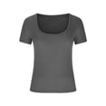 thumbnail image 6 of Posijego Womens Square Neck T-Shirts Trendy Short Sleeve Slim Going out Tops Tight Basic Tees Fashion Clothes, 6 of 6