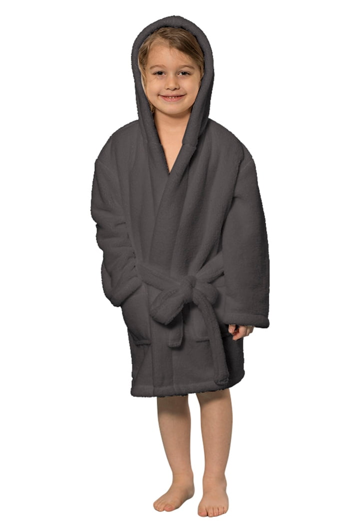 Boys and Girls Fluffy Hooded Robe Plush Microfleece Bathrobe Soft Warm Made in Turkey
