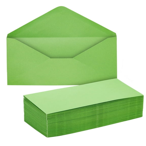 Sustainable Greetings Business Envelopes - 200 Pack, #10, Green, Gummed Seal - Colored Envelopes in Letter Size for Invitations, Weddings, Greeting Cards & Business Mailing