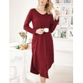 thumbnail image 2 of Oudiya Womens V Neck Nightgown House Dresses Long Sleeve Nightshirts Sleepwear with Pockets, S-XXL, 2 of 5