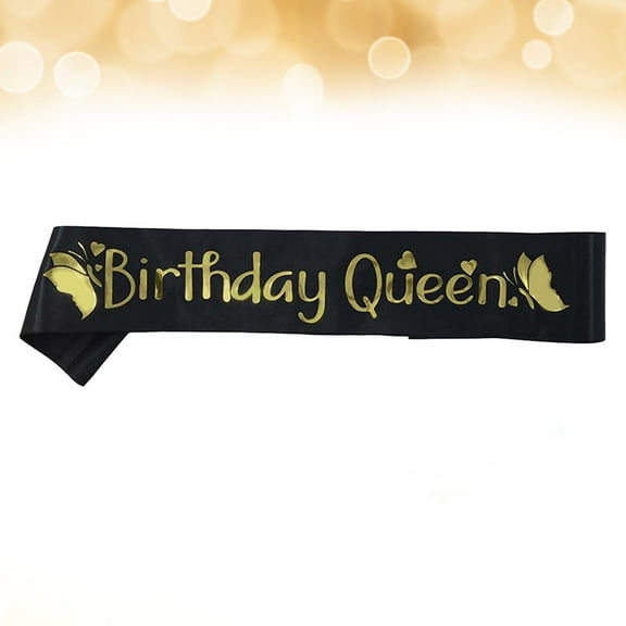 OUNONA Birthday Party Sash with Golden BIRTHDAY QUEEN Letters Etiquette Bands in Satin Pattern for Decorations and Party Favors Accessories