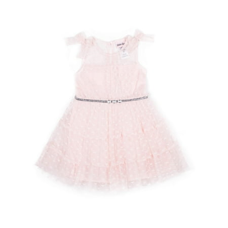 Girls Dotted Dress - Little Lass Princess Tulle Dress With Shoulder Bow Detail (Little Girls)