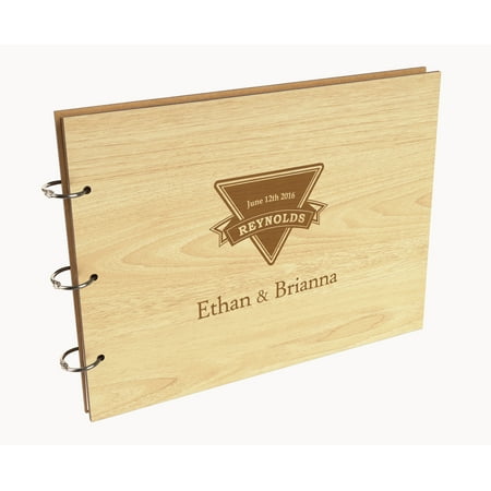 Darling Souvenir Personalized Engraved Laser Cut Wedding Guest Book Wooden Cover Sign-in Book Registry Guestbook Scrapbook-3G