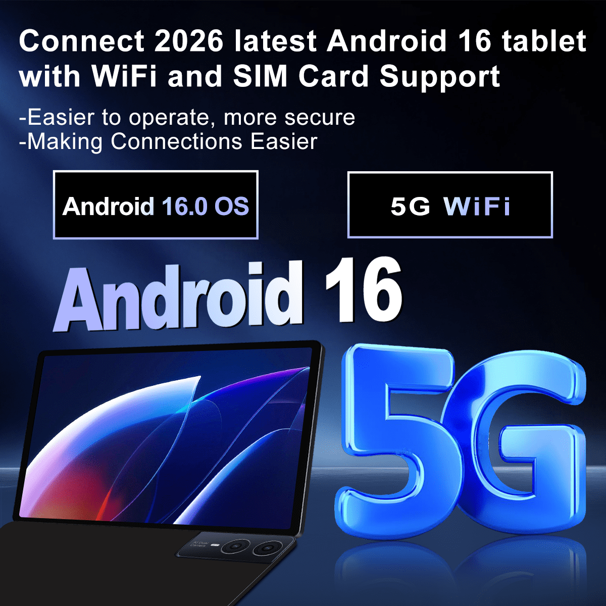 Latest 11-inch Android Tablet, 256GB ROM, HD Display, Octa-Core Processor, Dual Cameras, Stereo Speakers, 5GWIFI