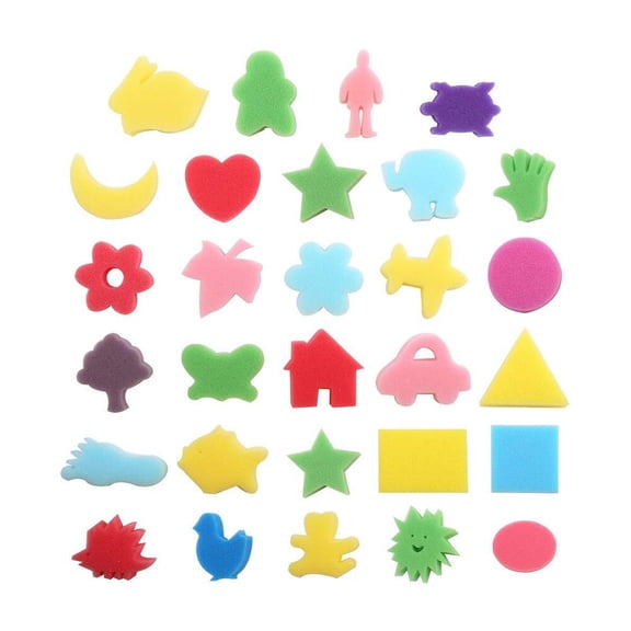 30pcs DIY Sponge Painting Animal Shaped Craft Sponge Assorted Pattern Early Learning Sponge for Kids (Mixed Pattern and Mixed Color)