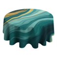 thumbnail image 4 of Teal Gold Marble Pattern Round Tablecloth 60"x60",Wrinkle Wipeable Table Cloth for Kitchen Dining Room Picnic Patio Party, 4 of 6