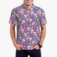 thumbnail image 2 of Balery colorful Skull flower Printed Men’s Short Sleeve Polo Shirt, Midweight Men's Shirt,Golf Polo shirts -Small, 2 of 8
