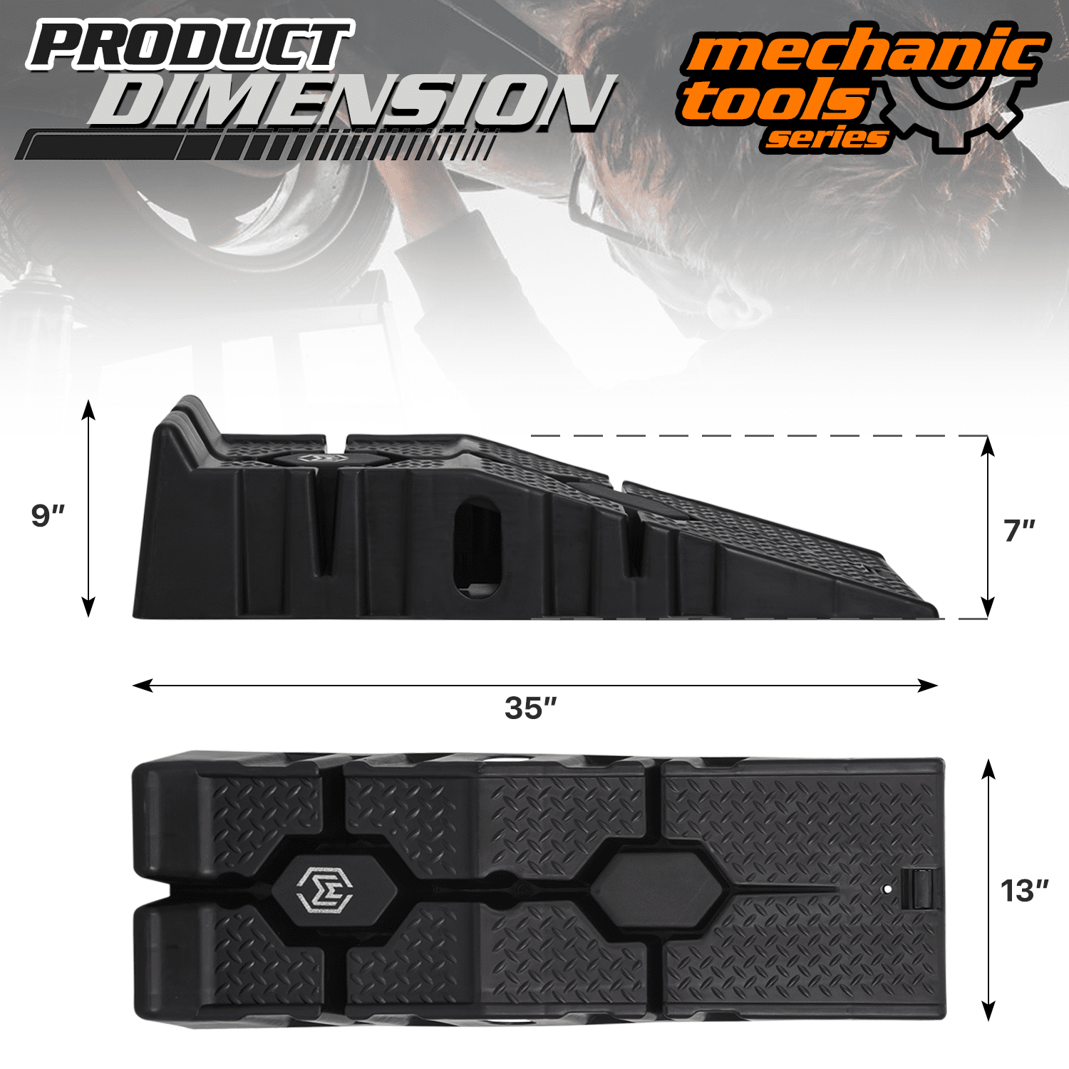 M-AUTO Heavy Duty Car Maintenance Ramp, 2PCS Plastic Incline Ramps With an Anti-Slip design, for Automobile Maintenance And Uphill Use