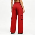 thumbnail image 6 of Hvogkswy Cargo Pants for Women Elastic Drawstring Straight Leg Loose Long Trousers Multi Pockets Solid Casual Athletic Work Pants S-3XL, 6 of 9