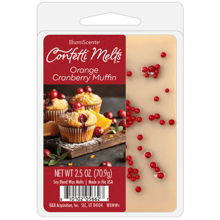 Illumiscents Confetti 2.5 oz Wax Melts Orange Cranberry Muffin