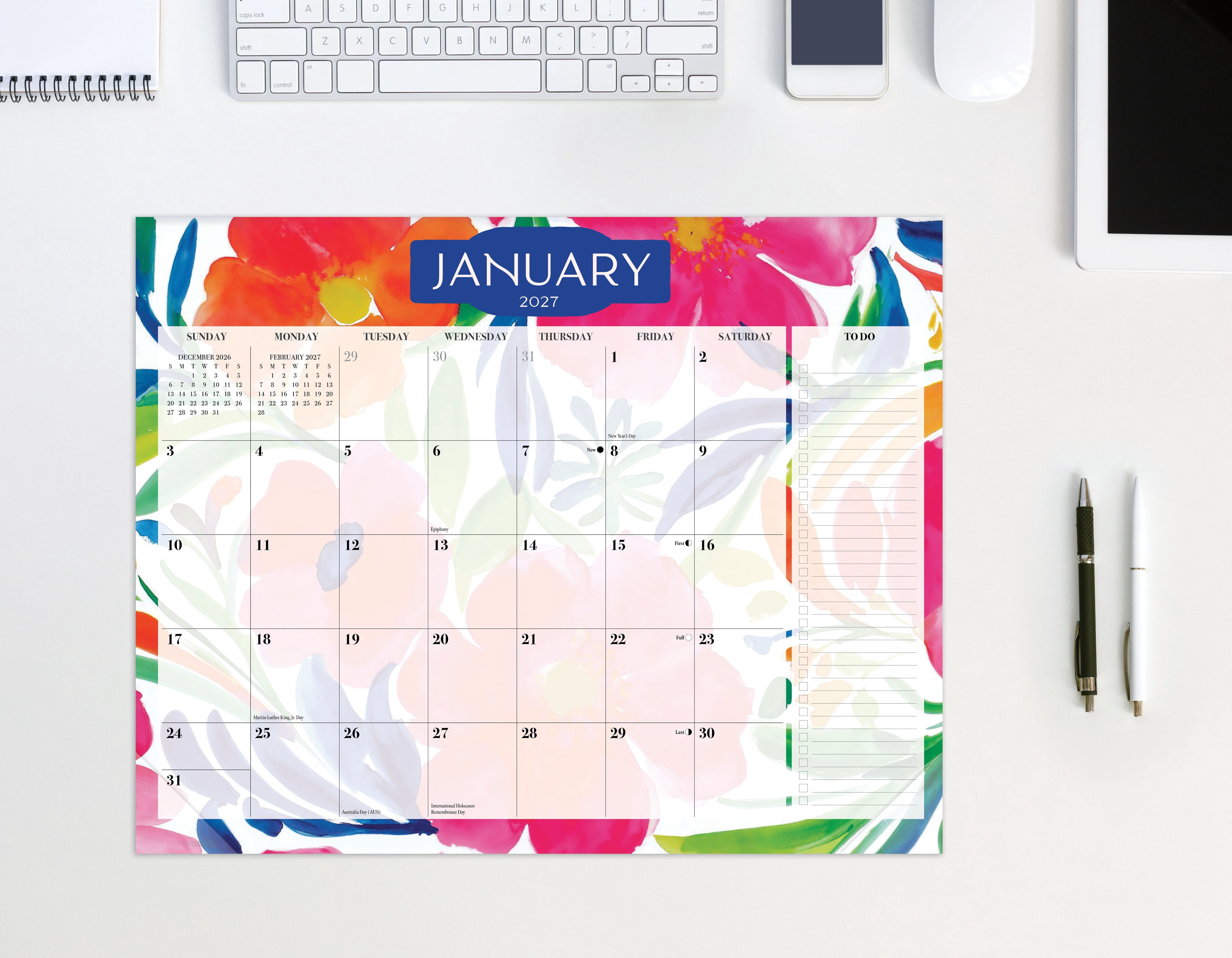 Willow Creek Press Modern Floral 2027 14.25" x 11.25" Magnetic Wall Calendar (64849)