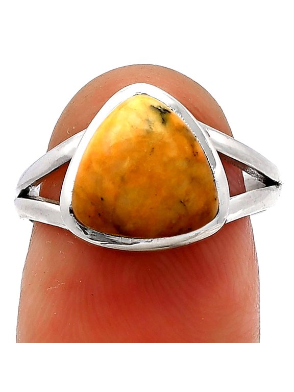 Natural Honey Dendritic Opal 925 Sterling Silver Ring s.7 Jewelry R-1005 SDR230366