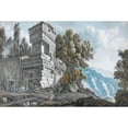 thumbnail image 2 of Abraham-Louis-Rodolphe Ducros 14x11 Black Ornate Wood Framed Double Matted Museum Art Print Titled: View of a Villa Beside the Cascades&nbsp;At Tivoli, with Figures Below, 2 of 5