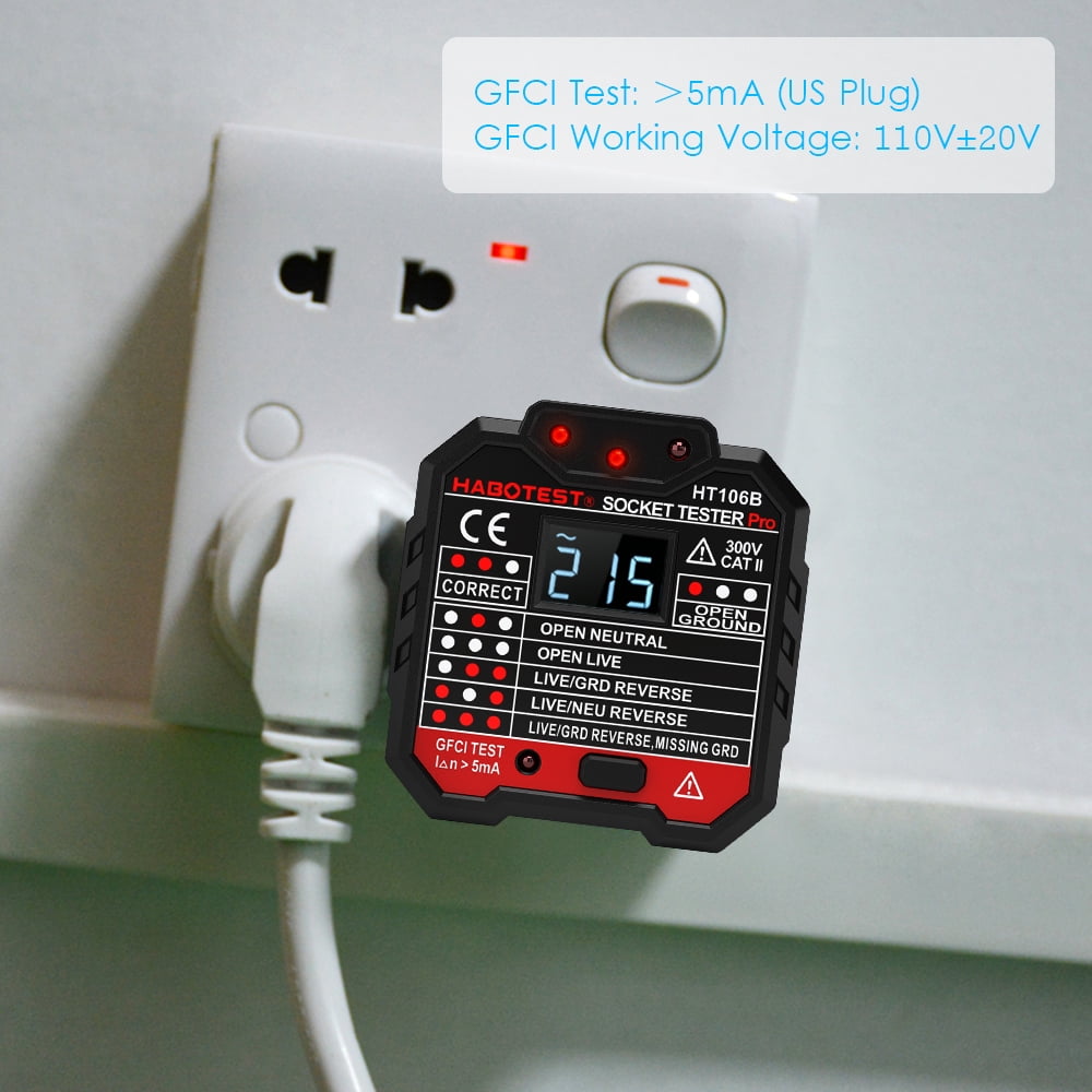 Hot selling Fault Checker HT106B Advanced Electric Socket Tester GFCI Test Mains 