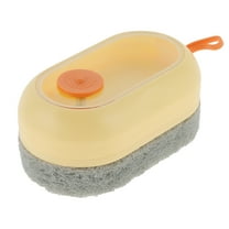Unique Bargains Dish Brush with Hanging Strap Soap Dispensing Brush Kitchen Scrub Brushes for Cleaning Yellow