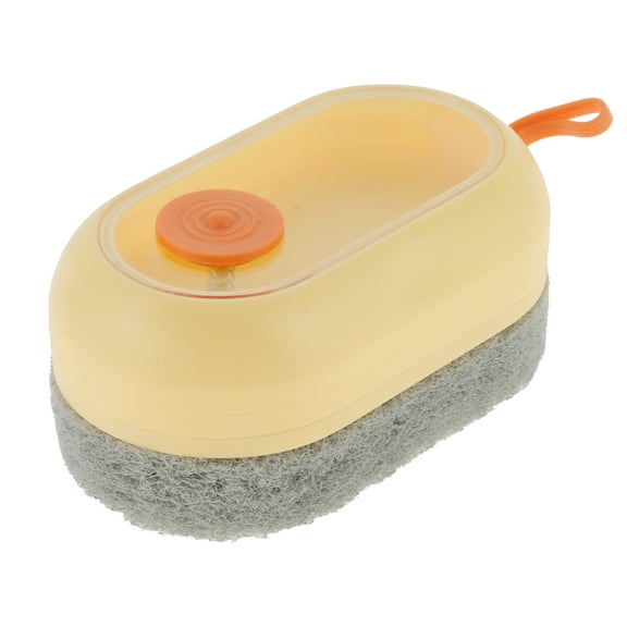 Unique Bargains Dish Brush with Hanging Strap Soap Dispensing Brush Kitchen Scrub Brushes for Cleaning Yellow
