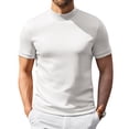 thumbnail image 2 of Mens T-Shirts Mock Neck Short Sleeve Cotton Blended Lightweight Stretchy Tee Tops, 2 of 6