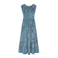 thumbnail image 3 of BRGZLK Womens Sundresses for Beach Vacation Round Neck Sleeveless Boho Floral Printed Pleated Long Dress for Spring Summer 2026 Blue M, 3 of 4