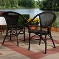 thumbnail image 2 of Set of 2 Baxton Studio Artus Classic French Indoor and Outdoor Black Bamboo Style Stackable Bistro Dining Chair Set, 2 of 7
