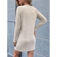 thumbnail image 4 of Katigan Womens Sweater Dress 1/4 Zip Ribbed Knit Texture Long Sleeve Casual Bodycon Fall Jumper Midi T-Shirt Dresses Khaki S, 4 of 5