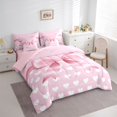 thumbnail image 3 of jejeloiu Kawaii Bowknot Hearts 7-Piece Twin Bedding Sets,Girls Cute Bowtie Bedding Comforter Set For Girls Women Reversible, 3 of 8