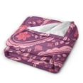thumbnail image 2 of DouZhe Ultra-Soft Micro Fleece Lightweight Flannel Bed Blanket, Pink Aesthetic Paisley Floral Print Cozy Warm Throw Blankets, 60"x50", 2 of 7