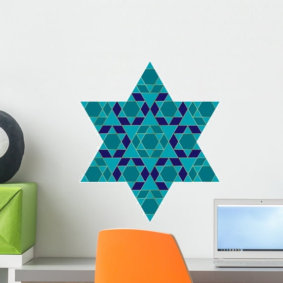Turquoise Blue-gold Jewish Star Wall Decal Wallmonkeys Peel and Stick Graphics (18 in H x 18 in W) WM502766